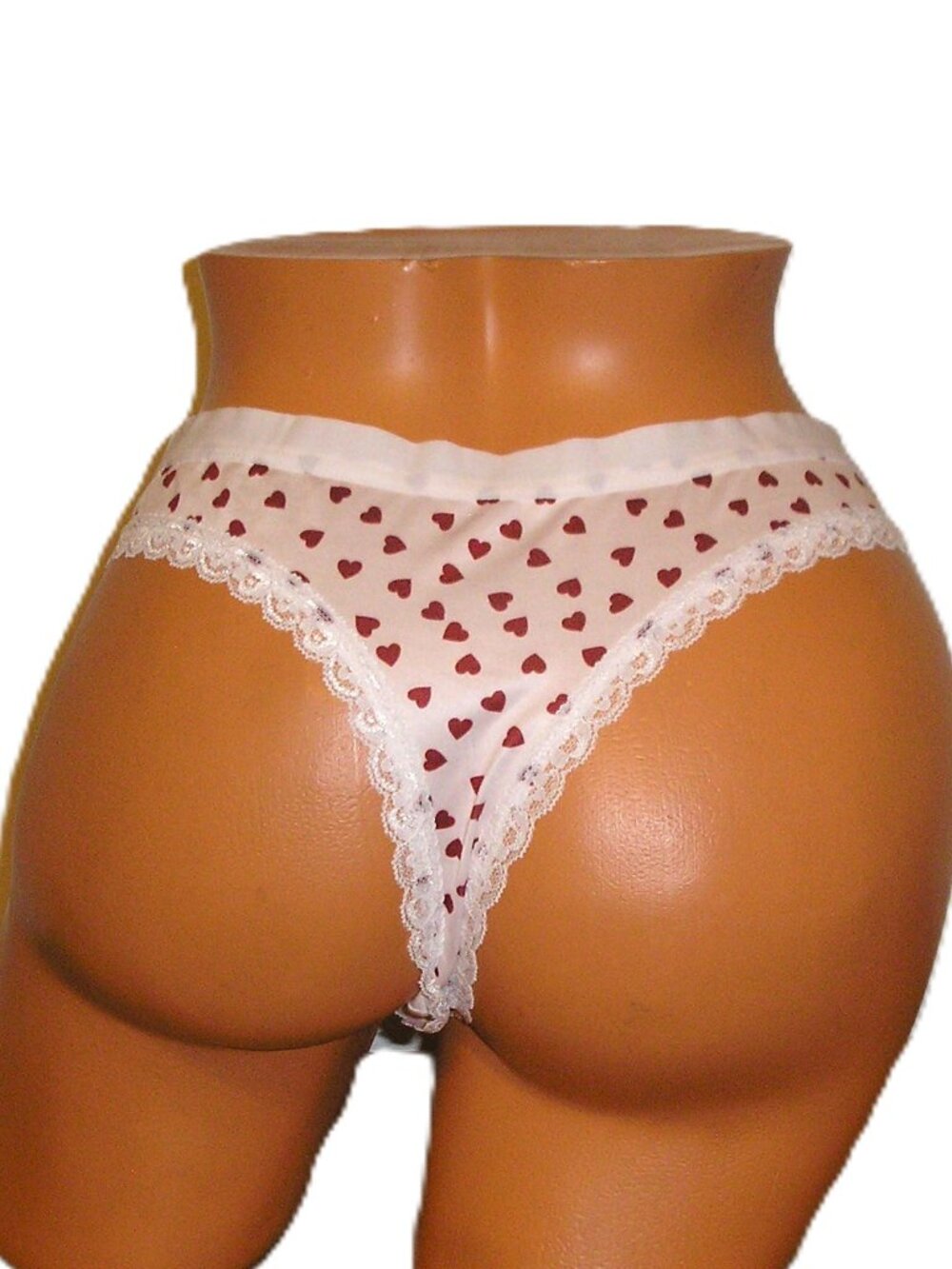 Set of 2 Heart Print Lace Trim Thong Panties Lingerie, XXL NWOT